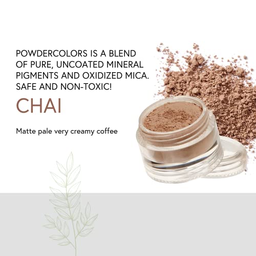 Honeybee Gardens PowderColors, Clean Mineral Eye Shadow in Chai, Matte Pale Creamy Brown, Versatile, Portable, & Skin-Friendly, 2g