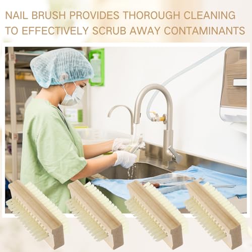 Patelai 100 Pack Wooden Nail Brush Bulk Two-sided Hand Fingernail Brush Non-slip Wood Heavy Duty Stiff Nail Scrubber for Nails and Toes Cleaning, Hand Scrub Brushes for Travel