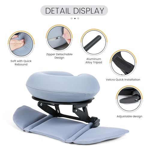 Massage Table Face Cradle£¬Cold Memory Foam Pillow£¬Adjustable Multi-Functional Memory Pillow for Office, Travel Sleep£¬Practical and Portable - New Choice for Lunch Break - Slate Blue£¨Aluminium Stand£©