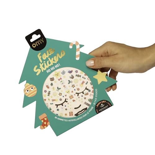 Omy Christmas Face Stickers | Enhance Your Look with 85 Festive and Repositionable Stickers | Skin-Safe and Dermatologically Tested | Add Holiday Cheer to Your Look at Any Ages