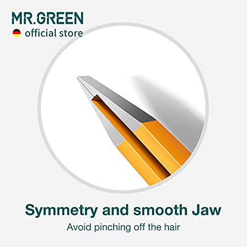 MR.GREEN Eyebrows Tweezers Colorful Beauty Fine Hairs Puller Makeup Tools Stainless Steel Slanted Eye Brow Clips Removal (Orange)