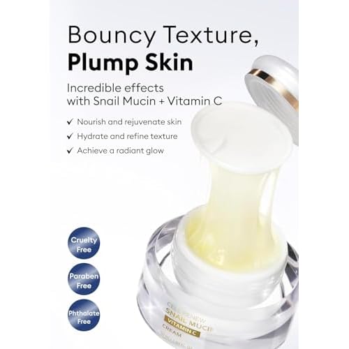 MISSHA Cell Renew Snail Mucin Vitamin C Cream 1.69 Fl oz, Hydrating Snail Mucin, Korean Skin Care for Improved Skin Texture & Youthful Glow, Korean Moisturizer, Kbeauty, Paraben Free