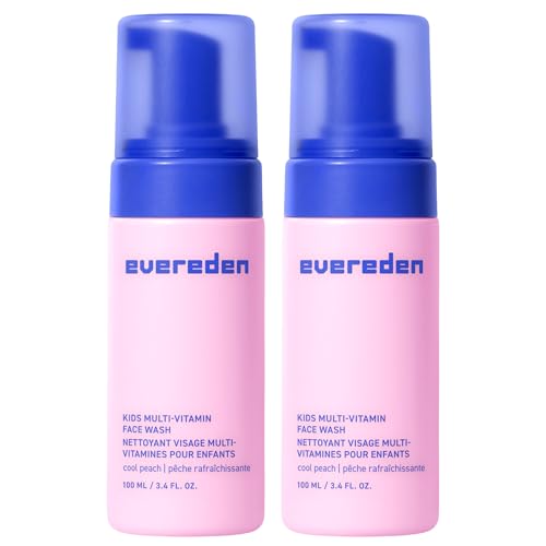 Evereden Kids Face Wash: Cool Peach, 3.4 fl oz. | Gentle Skin Care | Non-toxic and Clean Ingredients | Multi-Vitamin Skin Care for Kids | Pack of 2
