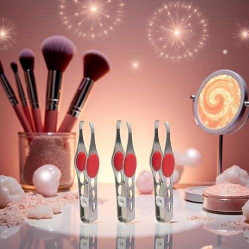 3Pcs Silver Tweezer With LED Light for Hair Removal Makeup Tool Eyebrow Eyelash Tweezers for Women Facial Hair, Lash Trimmer, Hair Ingrown for Tweezer, Women's Hair Removal Tweezers