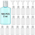 Lnrueg 100 Pcs 2 oz Travel Bottles - Hand Sanitizer Bottle Mini Clear Bottles with Flip Caps, Portable Empty Refillable Containers for Shower Gel, Face Creams, Body Lotions
