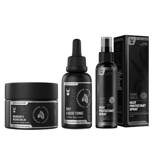 The Beard Struggle Warrior's Beard & Hair Heat Protectant Spray, Balm & Day Liquid Tonic Beard Oil Bundle - Alfheim's Forests
