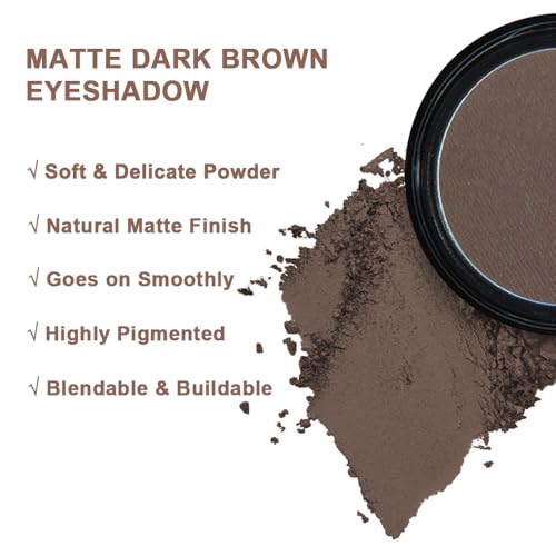Mysense Matte Dark Brown Single Eyeshadow Palette, Pressed Powder Eye Shadow Makeup, High Pigment Long Lasting Vegan & Cruelty Free, 206# Heart