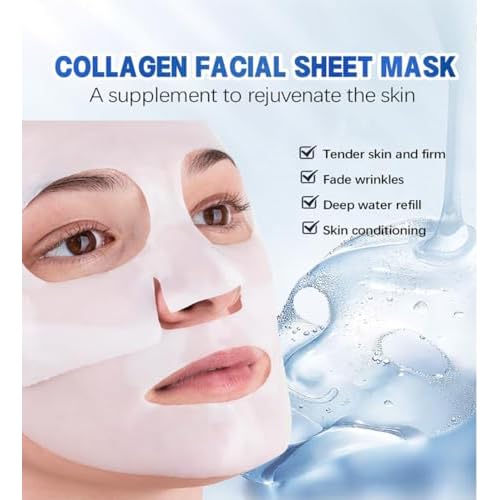 Collagen Face Mask, Face Masks Skincare for Women Men - Travel Essentials, Overnight Face Mask, 32g x 4ea