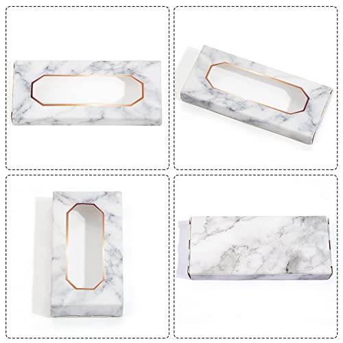 MAGEFY 30 Pieces Eyelashes Packaging Box, Empty Eyelash Boxes Lash Box Packaging Marble Paper Eyelash Storage Box Soft Paper Lash Case