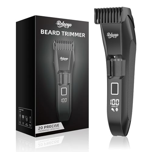 Beard Trimmer for Men Adjustable: Professional Cordless Trimmer with 20-Length Dial ? Waterproof Hair Clippers w/Stainless Steel Blades for Beard, Mustache & Face Grooming ? Gifts for Dad & Him