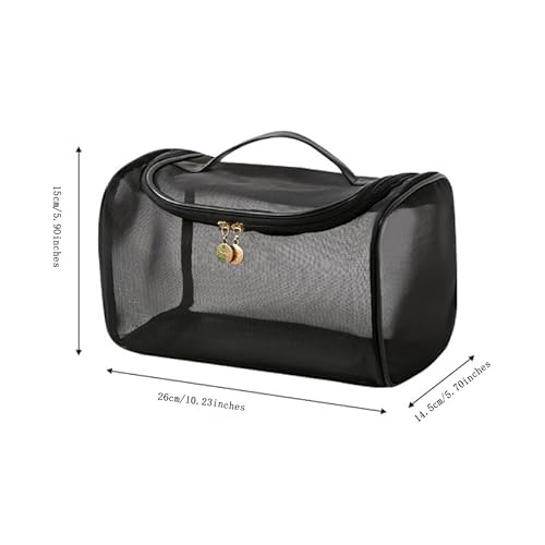Transparent Nylon Mesh Cosmetic Bag Pouch, Travel Bag for Toiletries ? Soft, Durable & Portable Makeup Organizer, Business & Everyday Use, Makeup Bag, for Women and Men, Large Capacity