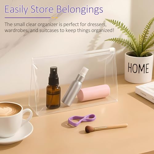 50 Pcs Clear Makeup Bag Travel Toiletry Organizer Zipper Pouches, 9.84 x 7.09 Inches Cosmetic Sorting Bag Waterproof Zipper Organizer, Vacation Swimsuit Bikini Organizer Bags