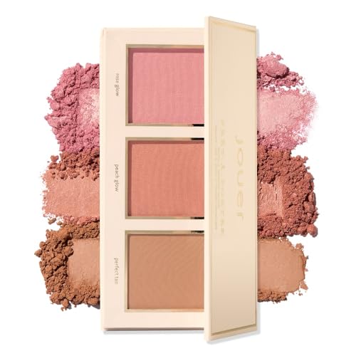 Jouer Pr?t-?-Porter Blush & Bronzer Palette - 2 Luminous Blushes + 1 Matte Bronzer, Travel-Friendly with Mirror, Talc-Free Formula, 0.42oz