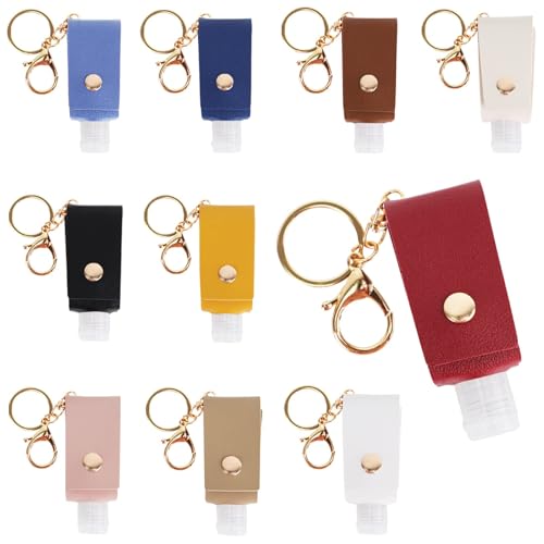 8 PCS Hand Sanitizer Holder,Leather Empty Travel Size Bottle, Mini Hand Sanitizer Keychain Travel Size