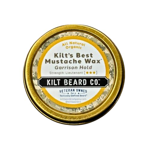 Garrison Hold Mustache Wax- Military- Grade Hold & Precision Styling- Non- Sticky, High Heat Tolerance- Unscented, All-Natural & Organic- Beeswax & Carnauba Wax