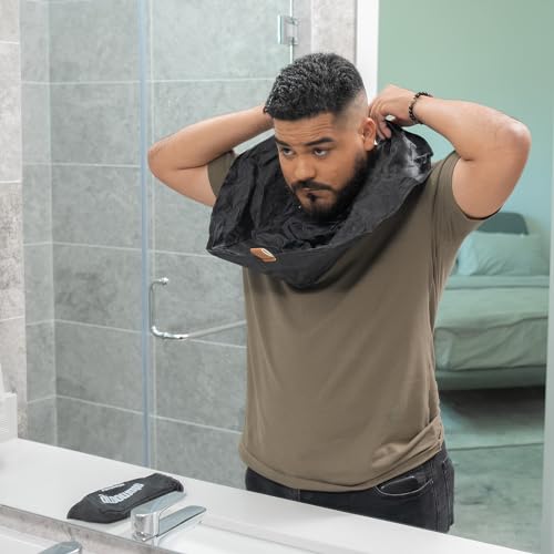 Beard Apron Premium, Beard Trimmer Catcher, Portable Non-Stick, Waterproof Hair Catcher, Shaving Apron Grooming