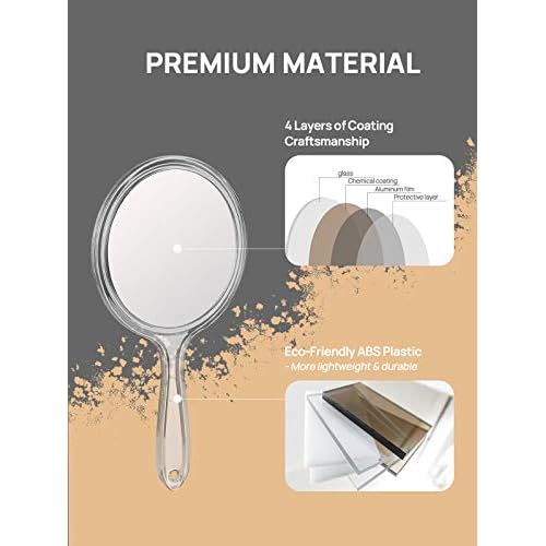 OMIRO Hand Mirror, Double-Sided Handheld Mirror 1X/3X Magnifying Mirror with Handle, Set of 12 (Clear)