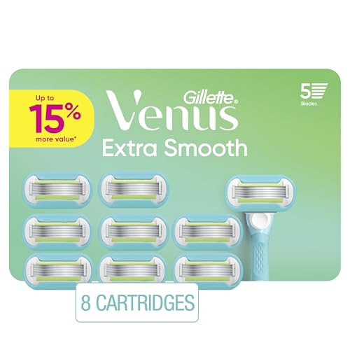 Gillette Venus Extra Smooth Women¡¯s Razor Blades, 5-Bladed Razor Refills, 8 Count