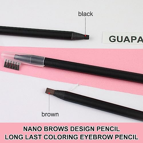 2pcs Waterproof Pre-Draw Mapping Pencils ? Peel-Off Hard Core Eyebrow Pencils for Permanent Makeup, Microblading & Brow Shaping