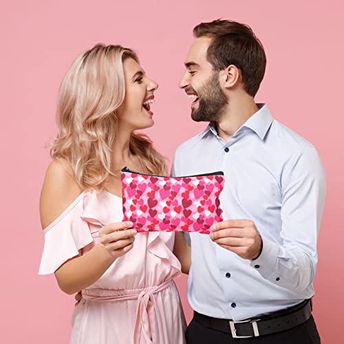 Reginary 14 Pcs Valentines Makeup Bag Bulk Valentine Galentines Day Gifts Heart Cosmetic Bags Pink Red Travel Pouches with Zipper Toiletry Purse Party Favor Gift for Women, 14 Styles