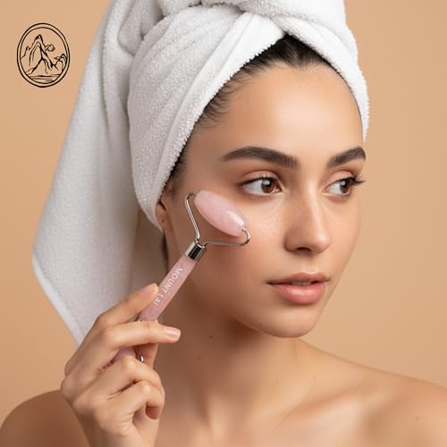 Mount Lai De-Puffing Rose Quartz Facial Roller ? The Stone of Love, Certified Rose Quartz Face Roller for Anti-Aging, Soothing & Radiant Skin, Facial Massager Tool for Self-Care Ritual