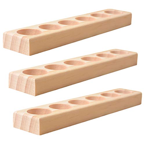 Meao 4 Pcs 1-Tier Wooden Essential Oil Display Storage Organizer Holder Stand - 6 Slots Natural Hard Pine Wood Rack - Holds up to 6 Aromatherapy Bottles - Ideal Gift Presentation Shelf #3