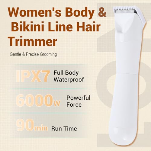 Dermave Bikini Shaver- IPX7 Waterproof & Painless Electric Razors for Beauty, Pubic Hair, Face, Legs & Underarms-Portable Cordless Bikini Trimmer for Women(White-Storage Bag)