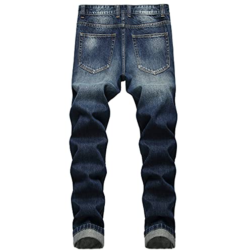 Men's Ripped Jeans,Slim Fit Distressed Straight Leg Fashion Denim Pants