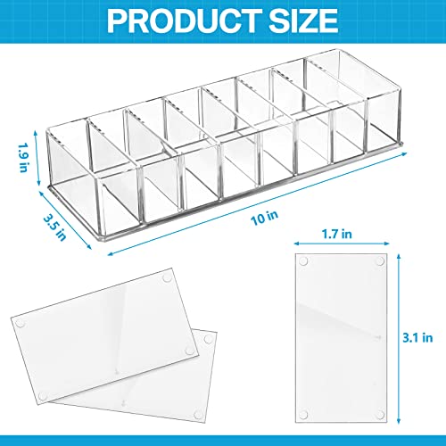 Tuanse 4 Pcs Acrylic Makeup Compact Organizer Detachable 8 Spaces Clear Vanity Drawer Organizer Eyeshadow Palette Storage for Lipstick Highlighter, Skincare Cosmetic Display Cases for Bathroom