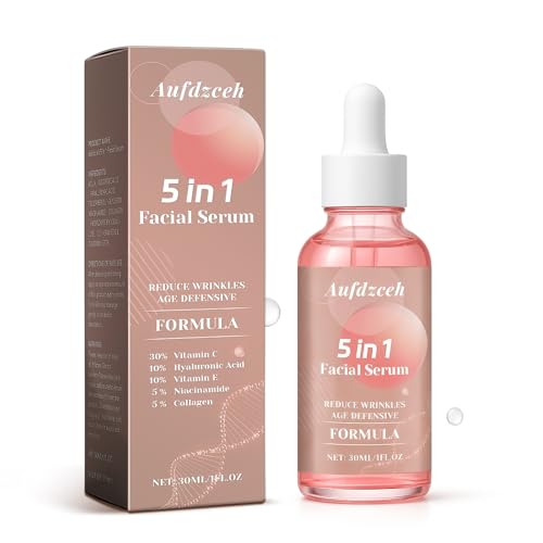 5 In 1 Vitamin c Serum Hydrating Face Serum with Vitamin C, Hyaluronic Acid, Niacinamide & Collagen ? Lightweight Facial Serum for Daily Moisturizing, Soft & Radiant Looking Skin