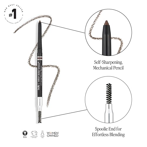 Billion Dollar Brows Universal Eyebrow Pencil ? Dual-Ended Design with Precision Tip & Spoolie, Matte Finish, Waterproof, Easy to Use, Vegan & Cruelty-Free for Perfectly Defined Brows