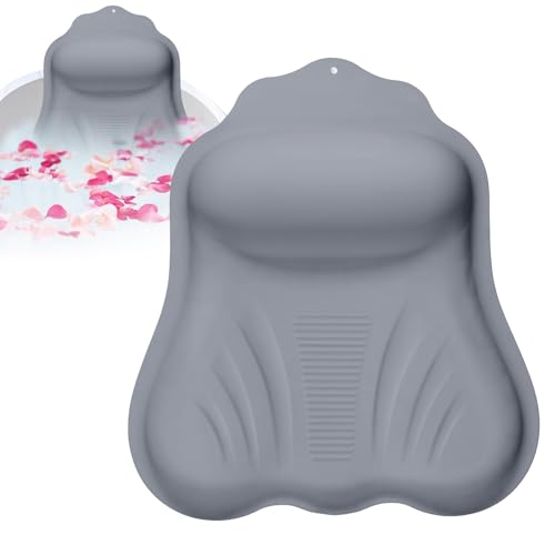 Luxury Silicone Bath Pillow for Tub, New Cloud-Soft 4D Air-Cushion Bathtub Pillow for Head and Neck & Back Support, Strong Suction Cups, Waterproof Quick-Dry Bathtub Headrest (Gray)
