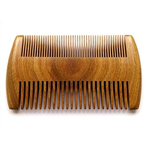 Handmade Natural Green Sandalwood No Static Combs with Aromatic Scent - 2 PCS Pocket Combs for Long and Short Beards, Mustaches (4" Long Two Sides)