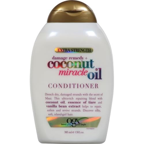 OGX Extra Strength Damage Remedy + Coconut Miracle Oil Conditioner for Dry, Frizzy or Coarse Hair, Hydrating & Flyaway Taming Conditioner, Paraben-Free, Sulfate-Free Surfactants, 13 fl oz (Pack of 2)