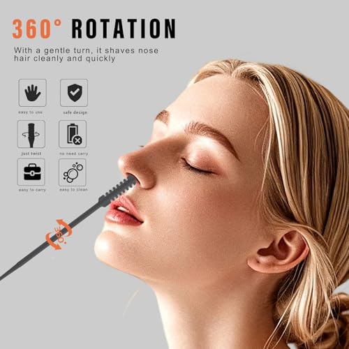 New 2026 Upgraded Staggered Blades Nose Hair Trimmer - Pain-Free & Efficient Nostril Hair Remover for Men and Women, Manual 360¡ÆRotation with Soft Cleaning Brush (3-Pack