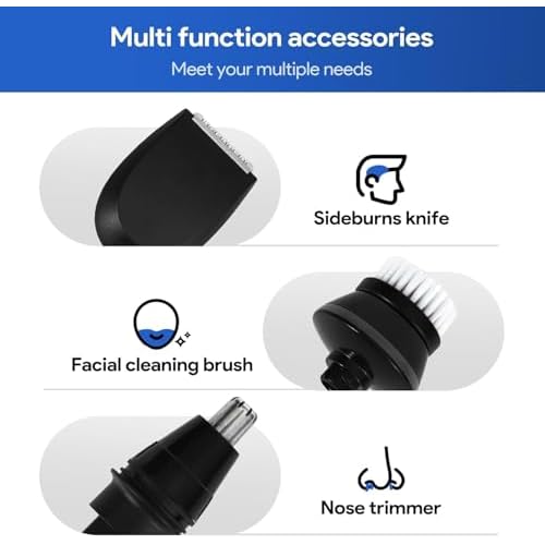 4-in-1 Electric Shaver for Men, All-in-One Men's Grooming Kit, Rechargeable Waterproof Men Electric Shaver, Wet & Dry Shaving with Cordless Beard, Nose Hair Trimmer