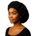 Reusable Oil Proof Nightcap, Protective Hair Bonnet and Shower Cap, Leakproof, Oilproof, and Waterproof, Black, Now 2 Sizes!