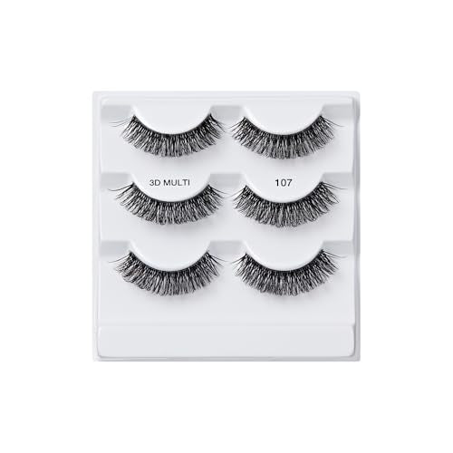 i-ENVY 3D False Lash, 3 Pairs Fluffy & Wispy Multi-Angle Volume Strip Eyelashes, DIY Lash Extension Look With Clear Band, Glamorous & Dramatic Natural Curl from 3D Collection, Easy to Apply & Reusable