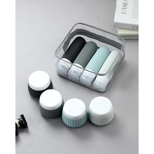 Travel Bottles 8 Pack, TSA Approved 3 oz Toiletries Containers, Leak Proof Silicone Squeezable Essentials Jars with Clear Bag