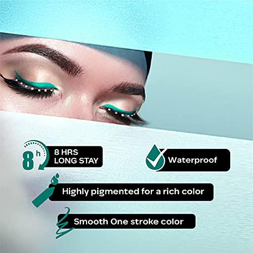 FACESCANADA Longwear Eye Pencil, 5 Bright Color Shades, Smudge Proof, Waterproof, Intense Color, One Stroke Smooth Color, Made In Germany, Peta Approved, Teal (Green), 0.04 Oz