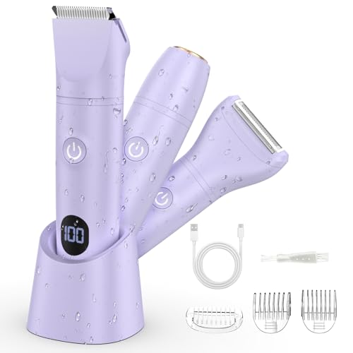 Bikini Trimmer Electric Razors for Women,3 in 1 Body Hair Removal Kit for Face,Pubic,Arm, Leg, Armpit, Bikini Trimmer,Painless IPX6 Waterproof Rechargeable Portable Lady Shavers Wet & Dry Gifts