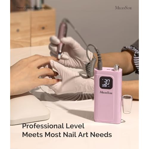MelodySusie Professional Rechargeable Nail Drill 30000 RPM with MelodySusie 15ml No Wipe Top Coat