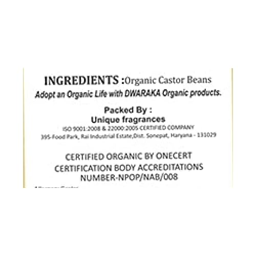 Dwaraka Organic Cold Pressed Castor Oil for Digestion, Hair Growth, Skincare and Massages - 16.9 Fl Oz (500 ML) | USDA Organic, Non-GMO, All Natural