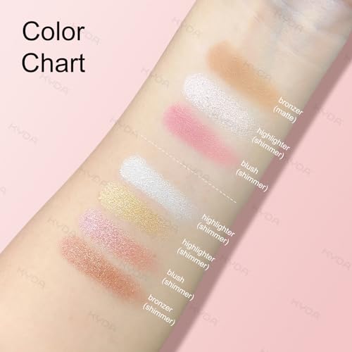 KYDA Eye & Cheek Palette, Eyeshadow and Highlighter Makeup, 4-In-1 Glow Face Palette for Women, Multiuse Blush, Highlighting Eye & Cheek Pallet for Mature Skin