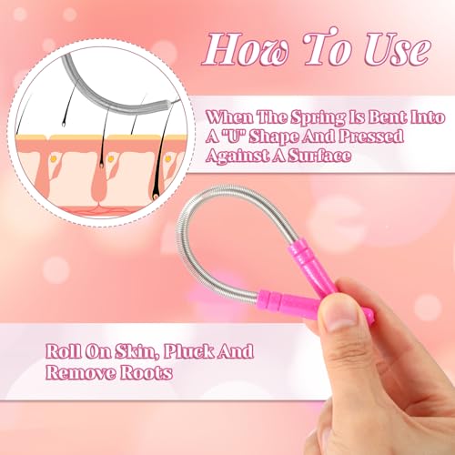 4Pcs Spring Facial Hair Removers for Women, Spring Manual Epilator Hair Removal Threading Tools Face Hair Remover with Handle