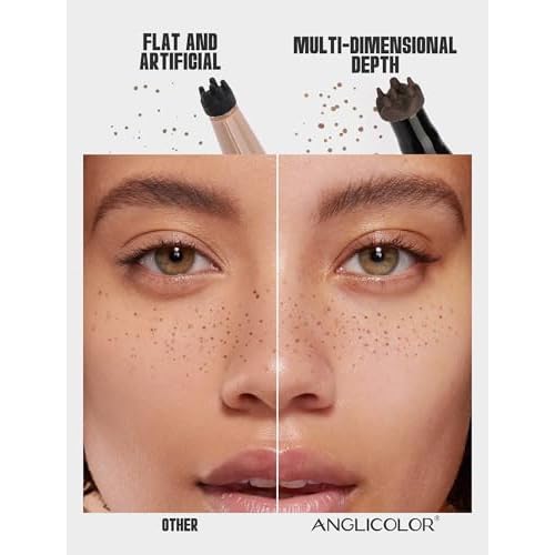Anglicolor Freckle Pen, 2 in 1 Faux Freckle Stamp with Blush, Quick-drying, Waterproof, Long-Lasting, Natural Sun-Kissed Look for Beach Days Daily No-Makeup Look (01 Light Brown+Soft Nude Pink)