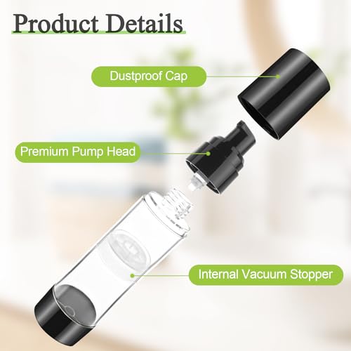 6 Pack 100ml/3.4oz Airless Pump Bottles Refillable Vacuum Pump Dispenser Plastic Cosmetic Container for Makeup Foundation Moisturizer Shampoo Toiletry