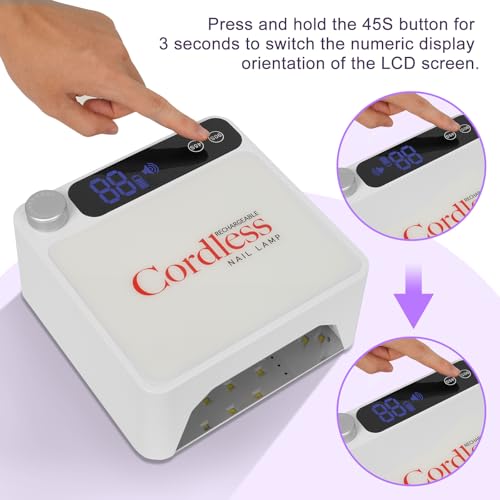 UV LED Nail Lamp Cordless, Rechargeable UV Light for Gel Nails with Metallic Reflector & Metal Base, 86W Wireless LED Nail Dryer, Professional Fast Curing Light for Salon Home Use, White