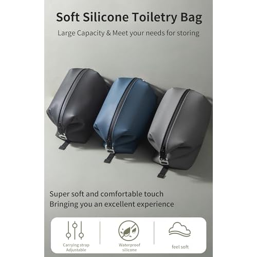 6"x 11" 6L Large Silicone Toiletry Bag,Waterproof Leakproof Foldable Travel Organizer,Dopp Kit Alternative for Men & Women,Black