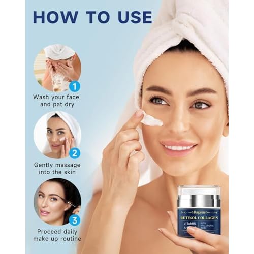 Retinol Cream for Face, Collagen Neck Creams for Tightening and Firming, Anti Aging Day & Night Facial Moisturizer for Women & Men, Instant Face Lift Wrinkle Cream 2-Pack